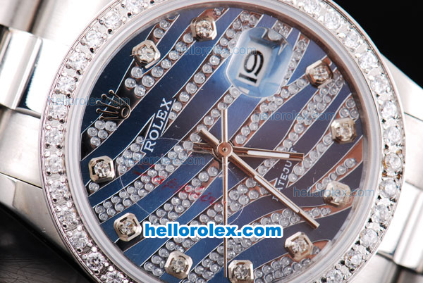 Rolex Datejust New Model Oyster Perpetual Automatic Movement with Diamond Bezel,Blue Diamond Crested Dial and Diamond Marking - Click Image to Close